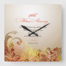 50th Wedding Jubileum, Lord Bless & Keep Vierkante Klok