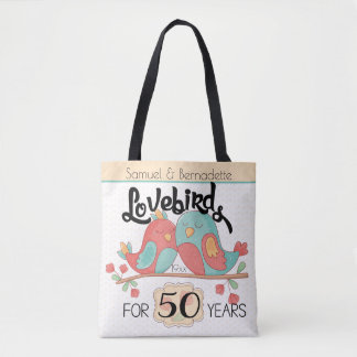 50th Wedding Jubileum Lovevogels Aangepast Tote Bag