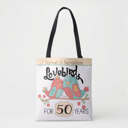 50th Wedding Jubileum Lovevogels Aangepast Tote Bag (Voorkant)