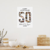 50th Wedding Jubileum Number 50 Foto Collage Poster (Keuken)