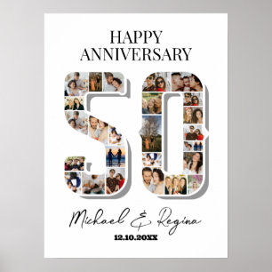 50th Wedding Jubileum Number 50 Foto Collage Poster