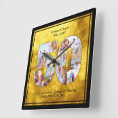 50th Wedding Jubileum Number 50 Foto Collage Vierkante Klok (Hoek)