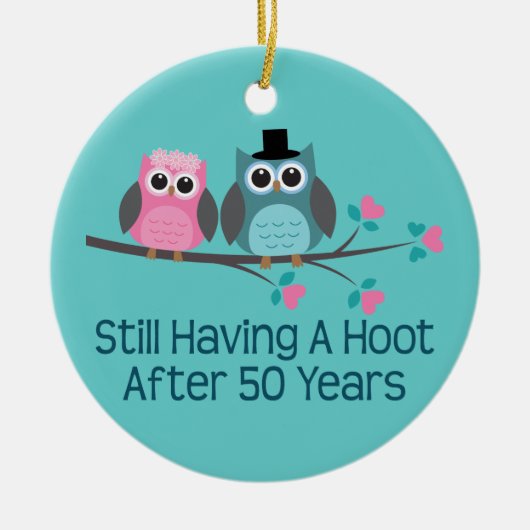 50th Wedding Jubileum Owls Keramisch Ornament (Voorkant)