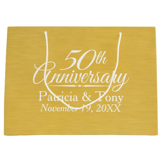50th Wedding Jubileum Persoonlijk Golden Groot Cadeauzakje (Voorkant)