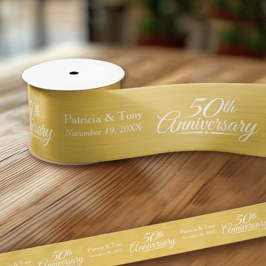 50th Wedding Jubileum Persoonlijk Golden Satijnen Lint