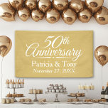 50th Wedding Jubileum Persoonlijk - goud Spandoek<br><div class="desc">Als je een ander jaar nodig hebt - anders dan 50 jaar,  neem dan contact met me op. Traditioneel zwart met wit - Ideaal geschenk voor ouders of grootouders. Een koepel dat u kunt aanpassen.</div>