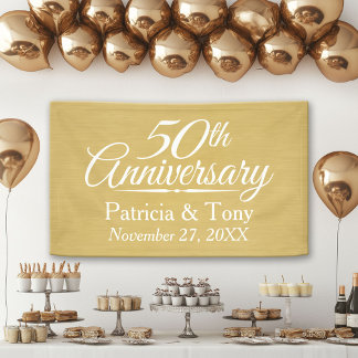 50th Wedding Jubileum Persoonlijk - goud Spandoek