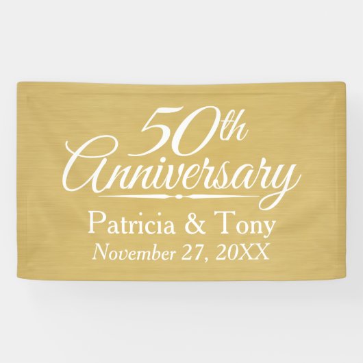 50th Wedding Jubileum Persoonlijk - goud Spandoek (Horizontaal)