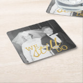 50th Wedding Jubileum Persoonlijke foto Golden Kartonnen Onderzetters (Schuin)