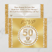 50th Wedding Jubileum, persoonlijke RSVP-kaarten Kaart (Voorkant / Achterkant)