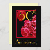 50th Wedding Jubileum RED Roses Kaart (Voorkant / Achterkant)