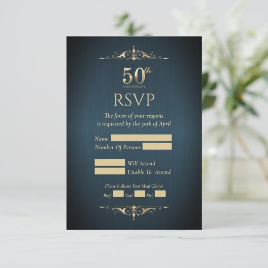 50th Wedding Jubileum Response Kaart (Staand voorkant)