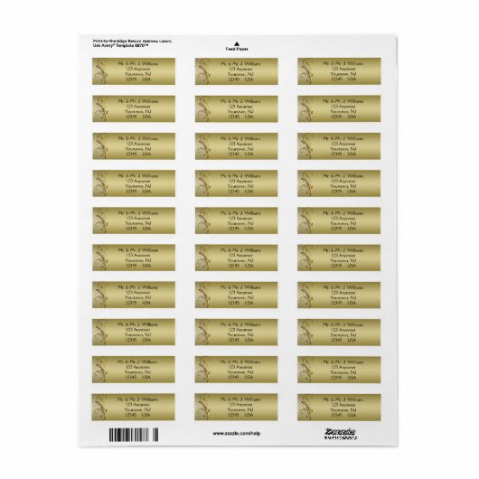 50th Wedding Jubileum Return Address Labels (Full Sheet)