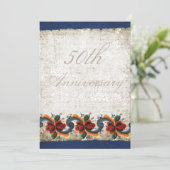 50th Wedding Jubileum Rosemaling Custom Kaart (Staand voorkant)