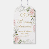 50th Wedding Jubileum Rozen Harten Gift Label Cadeaulabel (Voorkant)