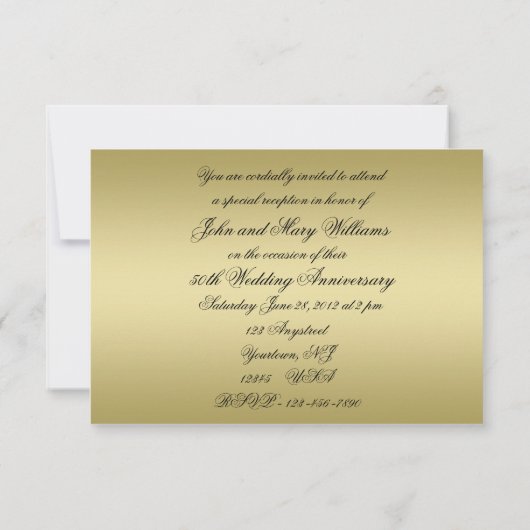 50th Wedding Jubileum RSVP Uitnodiging Kaart (Achterkant)