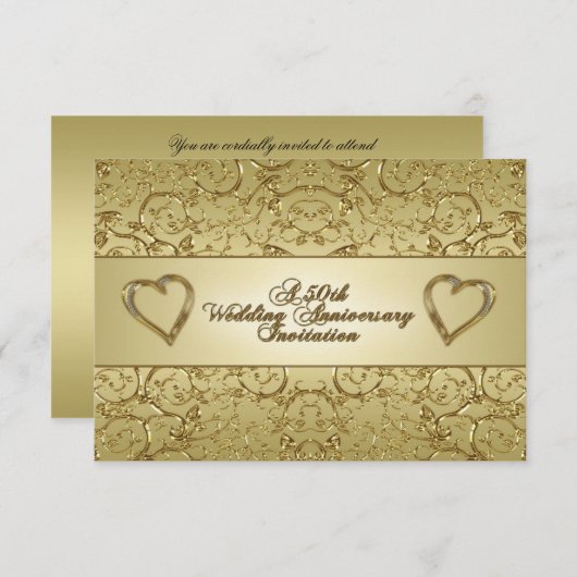 50th Wedding Jubileum RSVP Uitnodiging Kaart (Voorkant / Achterkant)