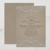 50th Wedding Jubileum Rustic Burlap en Lace Kaart (Voorkant / Achterkant)