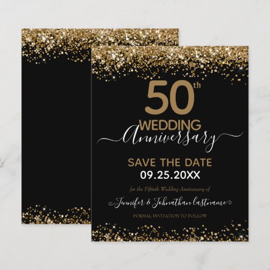 50th Wedding Jubileum Save the Date Budget (Voorkant / Achterkant)