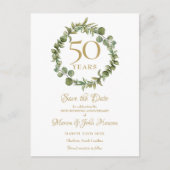 50th Wedding Jubileum Save the Date Greenery Briefkaart (Voorkant)