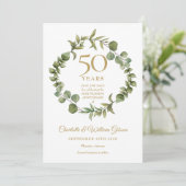 50th Wedding Jubileum Save the Date Greenery Kaart (Staand voorkant)