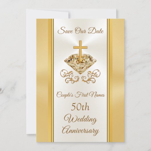 50th Wedding Jubileum sparen de Datumkaarten Kaart (Voorkant)