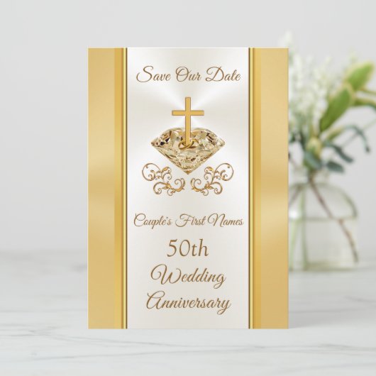 50th Wedding Jubileum sparen de Datumkaarten Kaart (Staand voorkant)