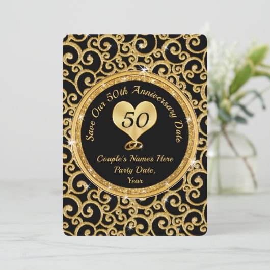 50th Wedding Jubileum sparen de Datumkaarten Kaart (Staand voorkant)