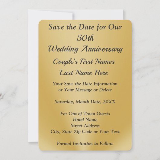 50th Wedding Jubileum sparen de Datumkaarten Kaart (Achterkant)