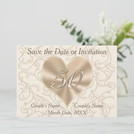 50th Wedding Jubileum sparen de Datumkaarten Save The Date (Staand voorkant)
