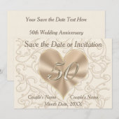 50th Wedding Jubileum sparen de Datumkaarten Save The Date (Voorkant / Achterkant)