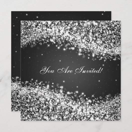 50th Wedding Jubileum Sparging Wave Black Kaart (Voorkant / Achterkant)