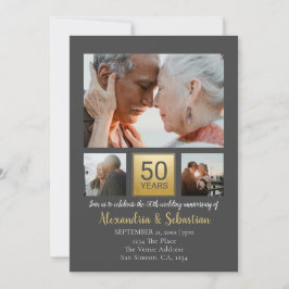 50th Wedding Jubileum Specialized Grey Gold Kaart