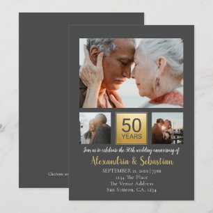 50th Wedding Jubileum Specialized Grey Gold Kaart