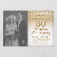 50th Wedding Jubileum Uitnodiging Gold Foto