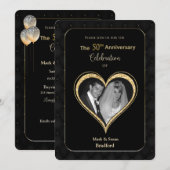 50th Wedding Jubileum Uitnodiging  goud (Voorkant / Achterkant)