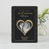 50th Wedding Jubileum Uitnodiging  goud (Staand voorkant)