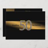 50th Wedding Jubileum - Uitnodiging - Goud/Zwart (Voorkant / Achterkant)