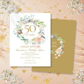 50th Wedding Jubileum Verander de Datum Floral Aankondigingskaart