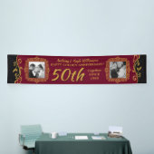 50th Wedding Jubileum Voeg uw foto toe Red Gold Spandoek (Beurs)