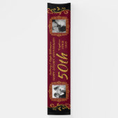 50th Wedding Jubileum Voeg uw foto toe Red Gold Spandoek (Verticaal)