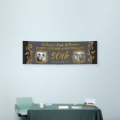 50th Wedding Jubileum Voeg uw foto's toe Goudgrijs Spandoek (Beurs)