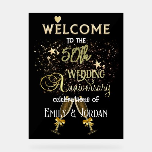 50th Wedding Jubileum Welkomstteken Acryl Bord (Voorkant)