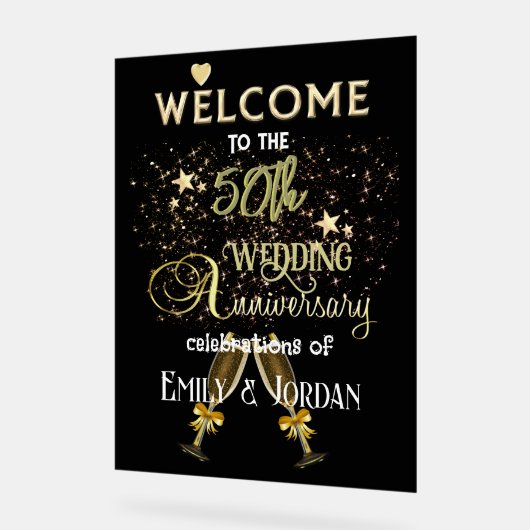 50th Wedding Jubileum Welkomstteken Acryl Bord (Hoek)