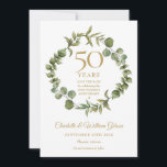 50th Wedding Jubileum Woodland Greenery Save The Date<br><div class="desc">Met een elegant bos groenbos kan deze botanische 50ste trouwdag met een oogmerk,  behalve de date card,  gepersonaliseerd worden met je speciale gouden verjaardagsinformatie. Op de achterzijde staat een matchende bloemkool die je jubileumdata in elegante witte tekst op een gouden achtergrond plaatst. Ontworpen door: Thisnotme©</div>