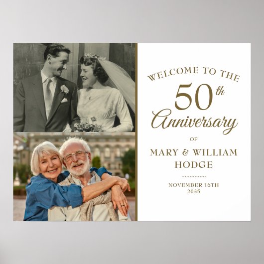 50th WeddingAnniversary 2 Foto Welkom Sign Poster (Voorkant)
