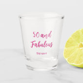 50THB verjaardagsfeestje modern roze shot glas (Voorkant)