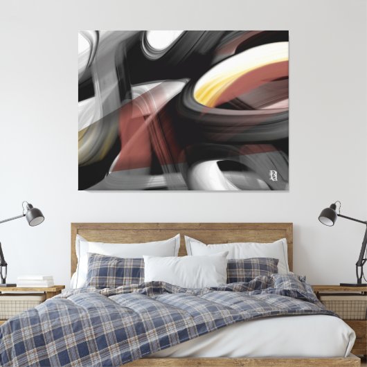 50x38" Trend Abstract Art Black White Powdery Canvas Afdruk (Insitu (Slaapkamer))