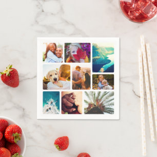 50x Services Napkins 9 Foto Collage Sjabloon Servet