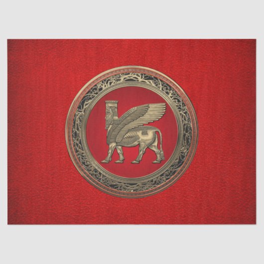 [510] Assyrian Winged Bull - Gold Lamassu Tissuepapier (Voorkant)